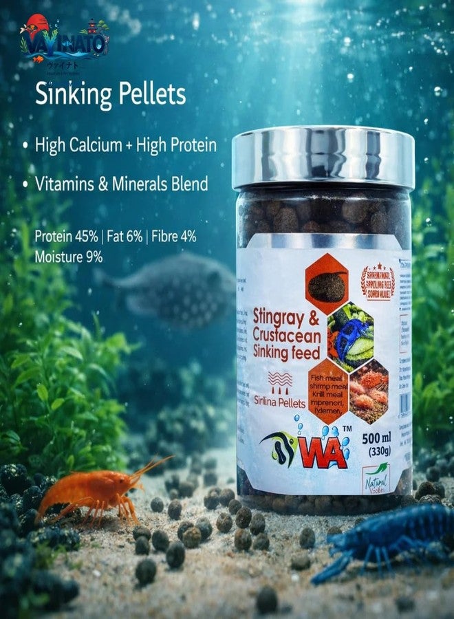 VAYINATO® WA Stingray & Crustacean Sinking Feed, 330G (500ML) | High Protein and Calcium Added Minerals & Vitamins by Petzlifeworld - Image 3